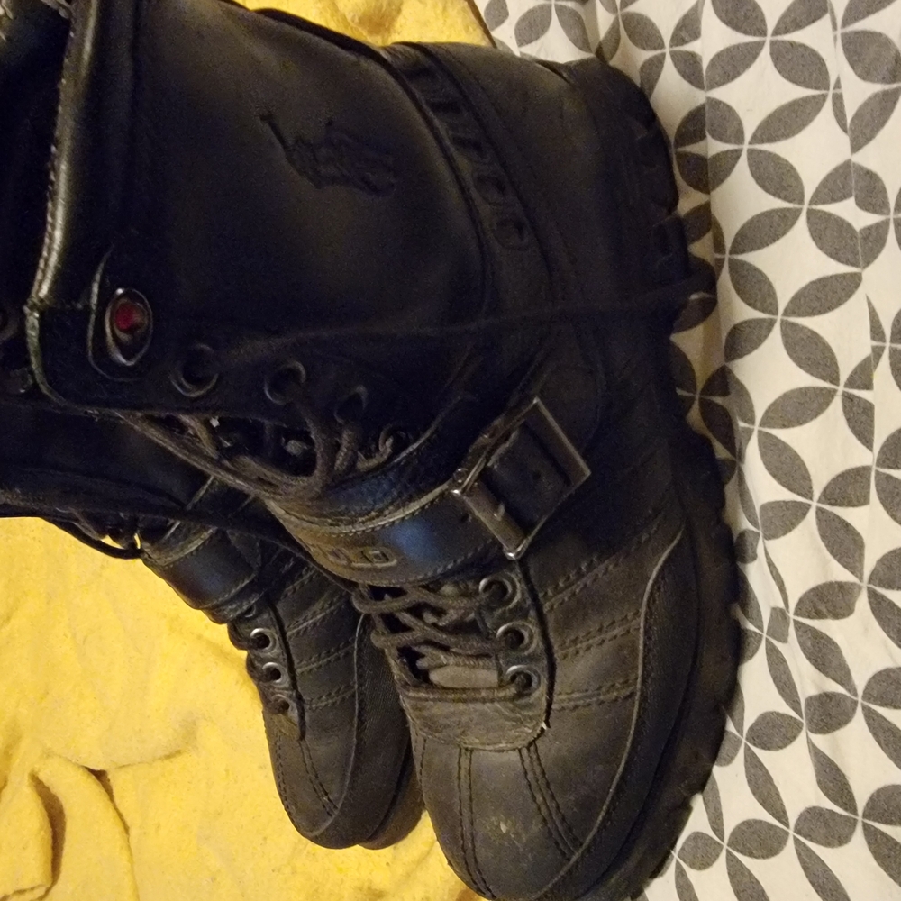 Ralph Lauren Black Leather Combat Boots